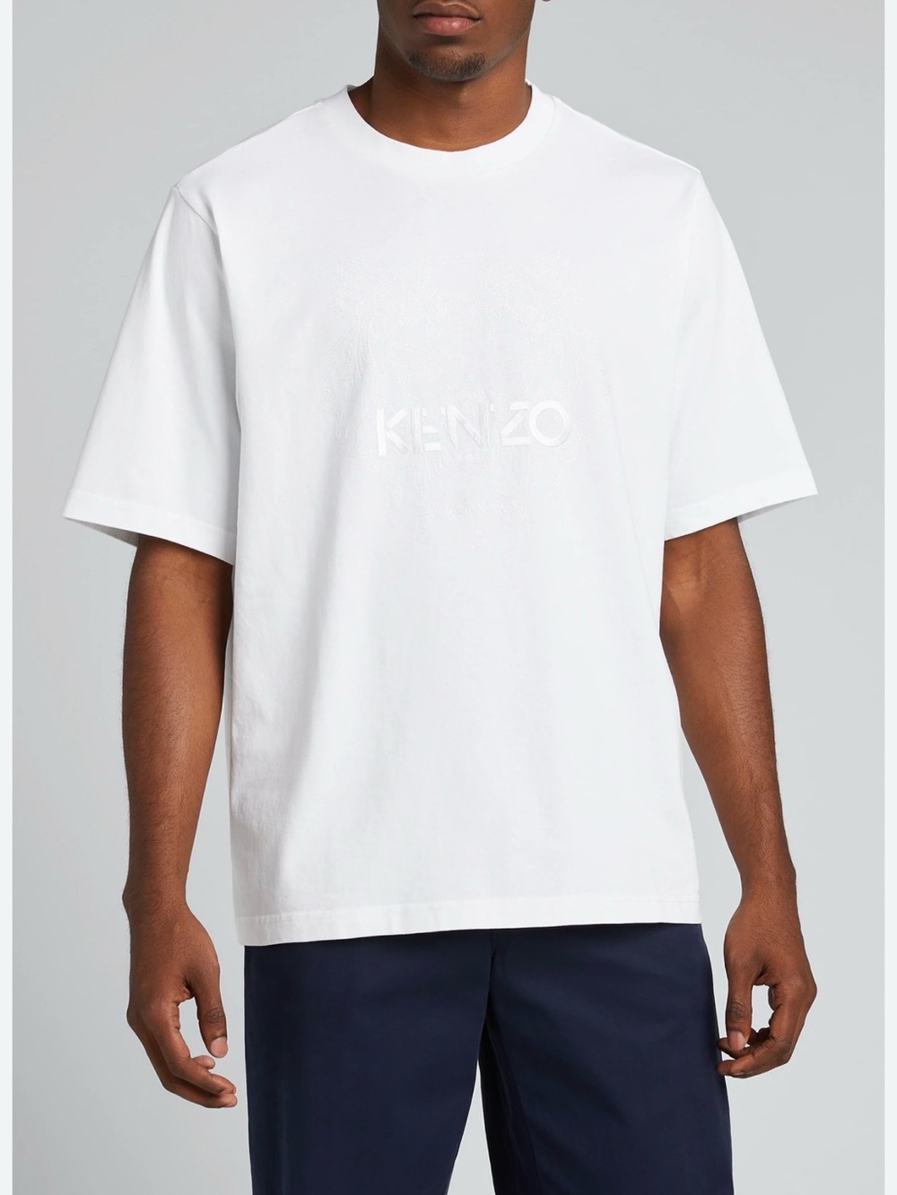 NWT Kenzo White Embossed Tiger Logo Tee T-shirt Size XL